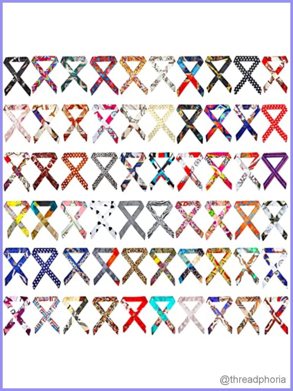 60 Pack Satin Polyester Fashion Scarves Women Headband Hair Accessories Handbag